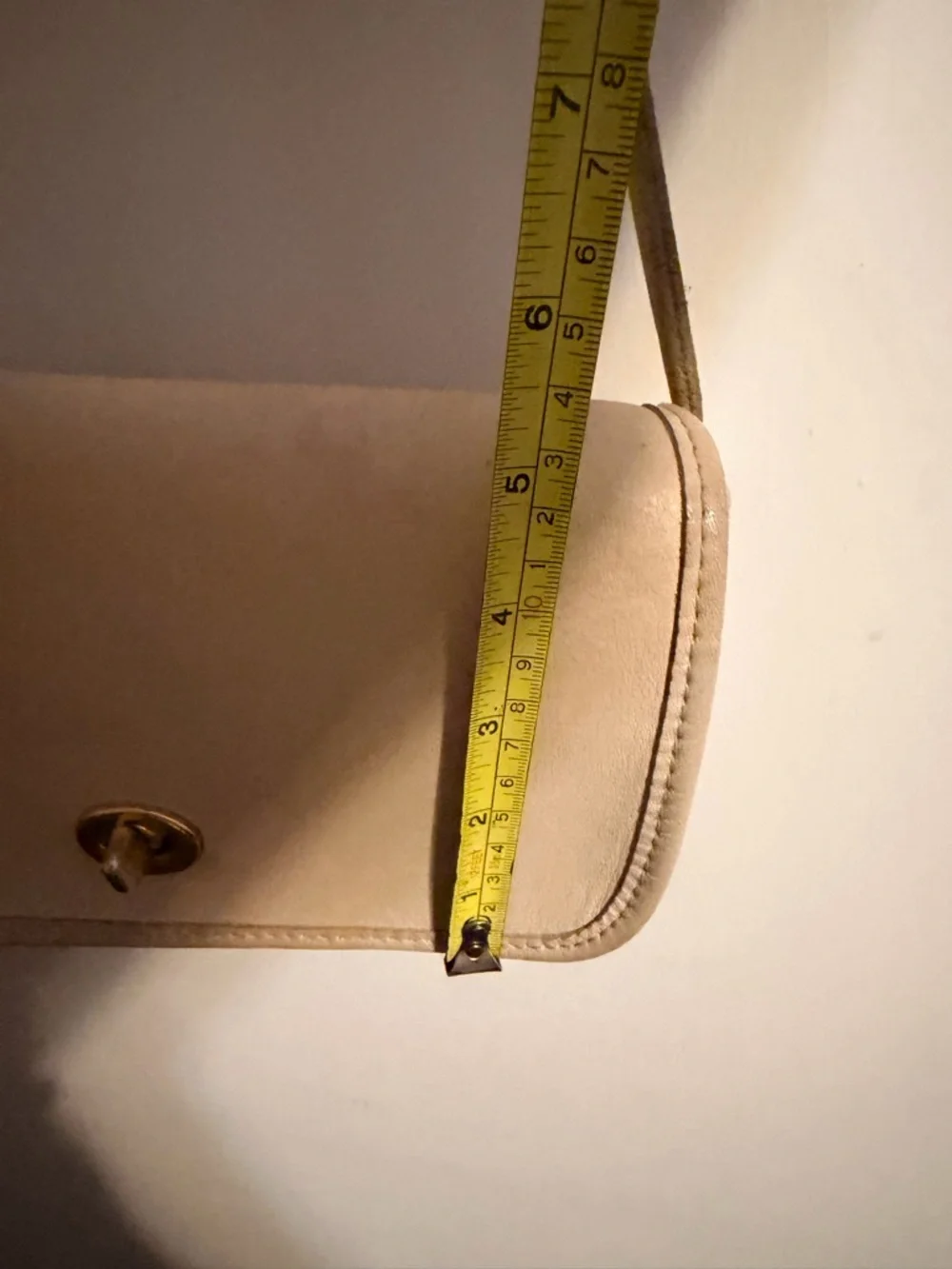 Vintage Cream Leather Crossbody Bag Minimal Flap‎ Neutral Classic Purse
